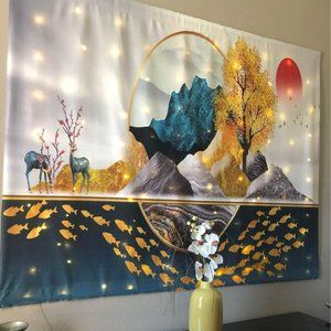 Abstract Landscape Art Mountain Scene View Tapestry Wall hanging Large Bedroom